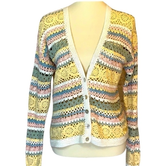 Robert Scott Ltd. Crocheted sweater, small, cottagecore, grandma core, pastel - Picture 1 of 6